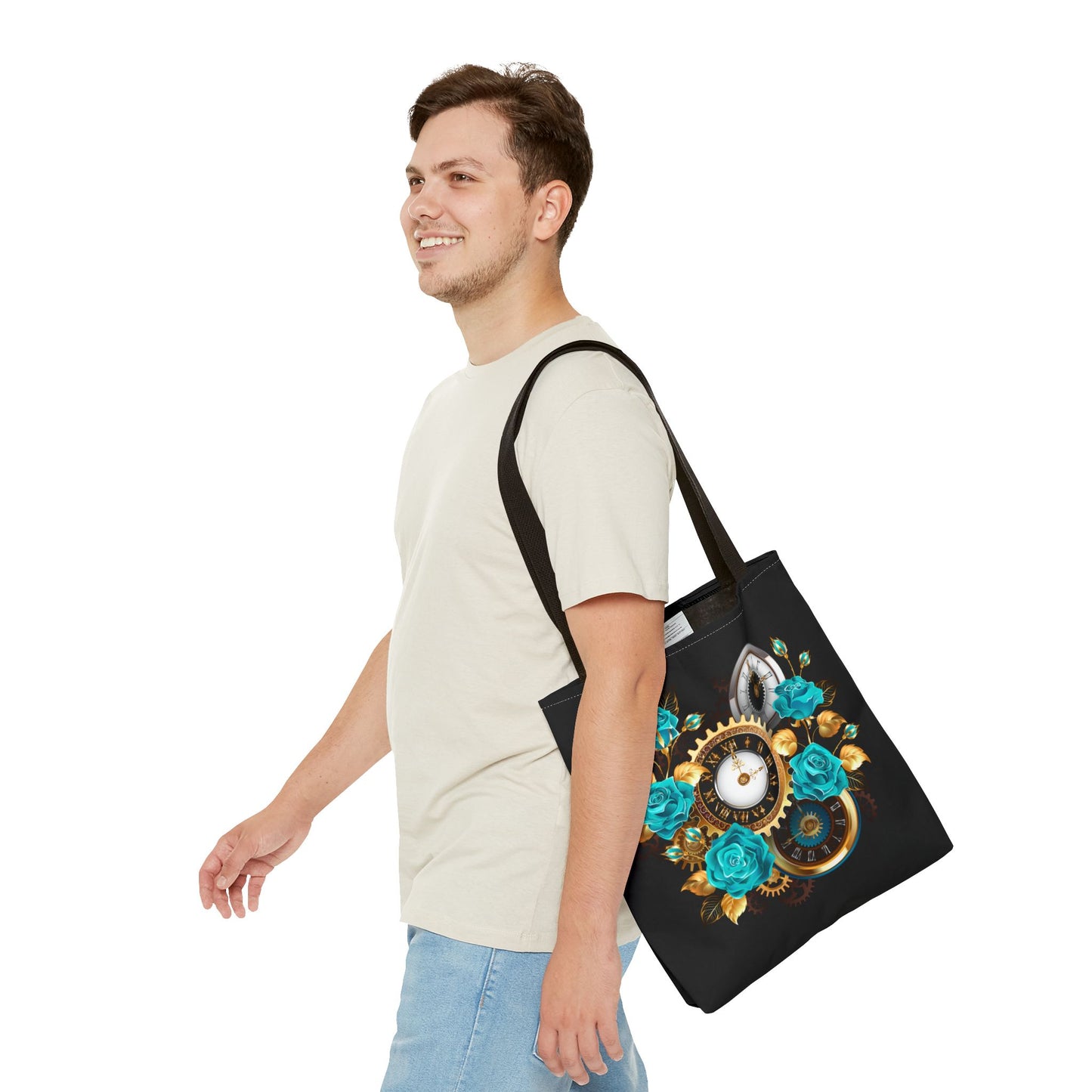 Steampunk Floral Tote Bag, Stylish Everyday Carryall, Gift for Her, Eco-Friendly Reusable Bag, Perfect for Shopping & Travel