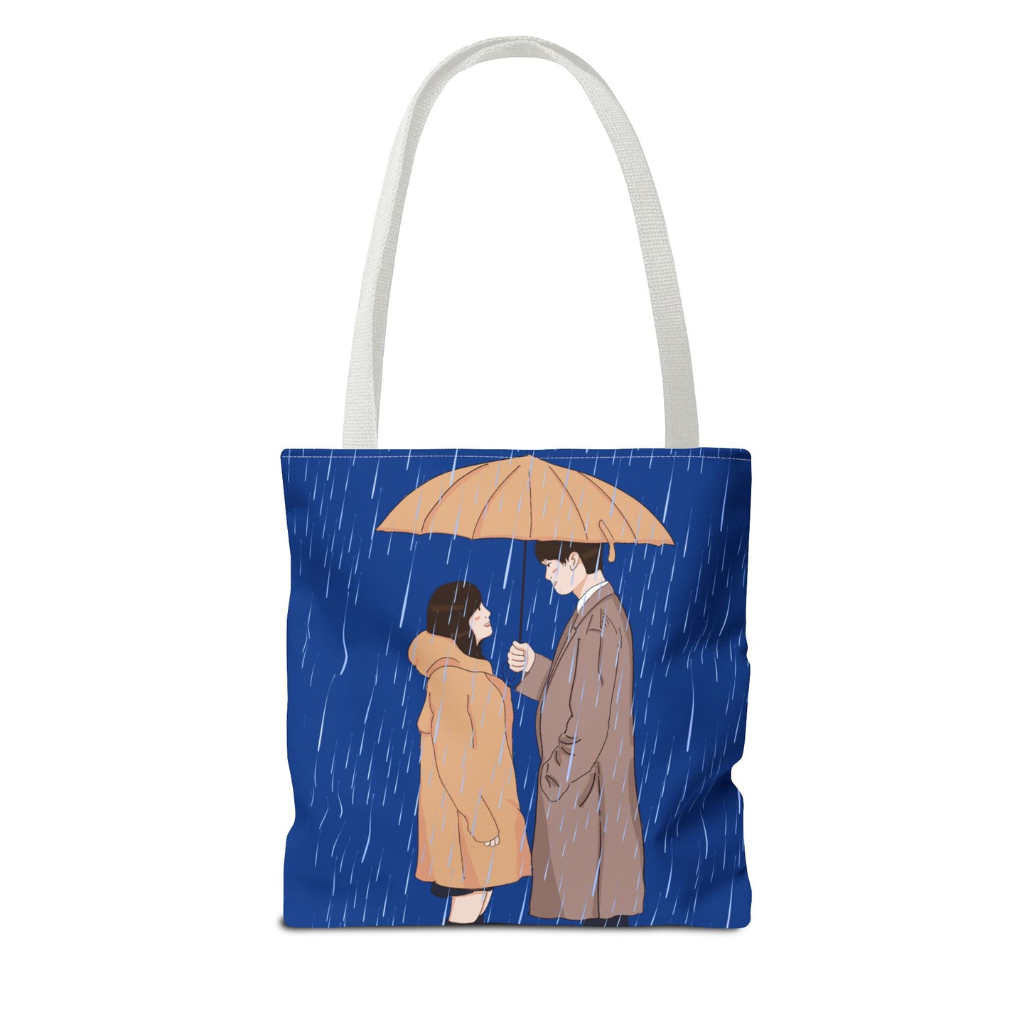 Romantic Umbrella Tote Bag, Cute Couple Tote, Gift for Her, Rainy Day Accessory, Everyday Use Shopping Bag