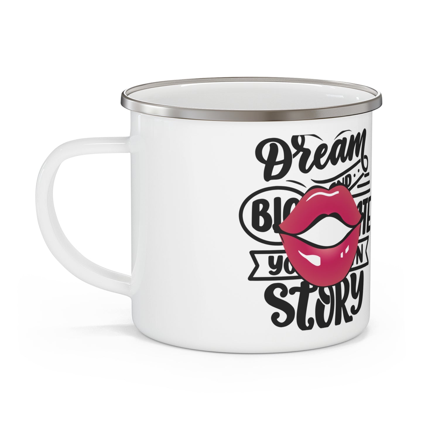 Bold Dreamer Enamel Camping Mug - Adventure Gift, Outdoor Lovers, Inspirational Quote, Unique Coffee Cup, Travel Mug, Campfire Essentials