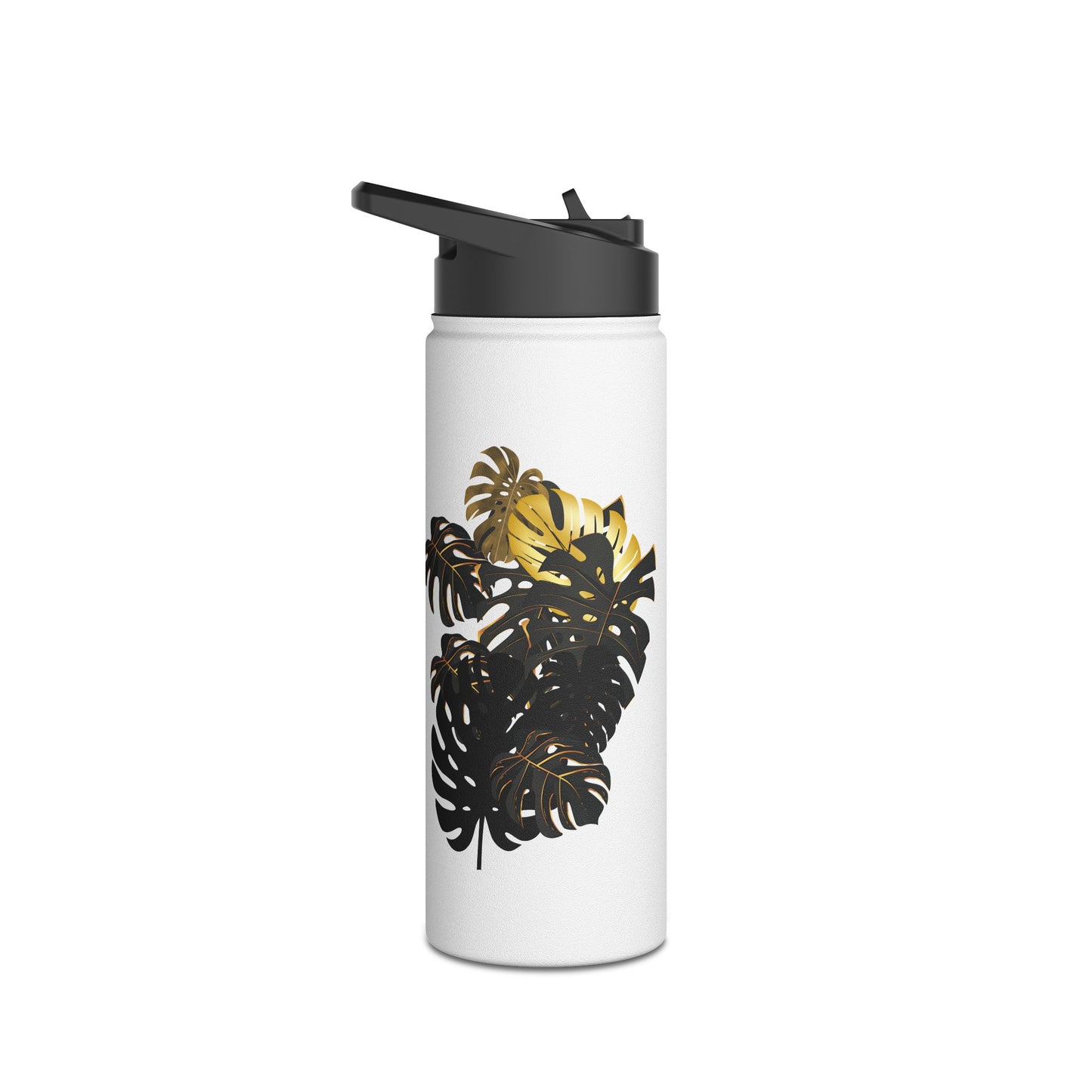 Tropical Monstera Stainless Steel Water Bottle - Eco-Friendly Travel Mug, Tropical Plant Gift, Outdoor Hydration, Summer Accessory