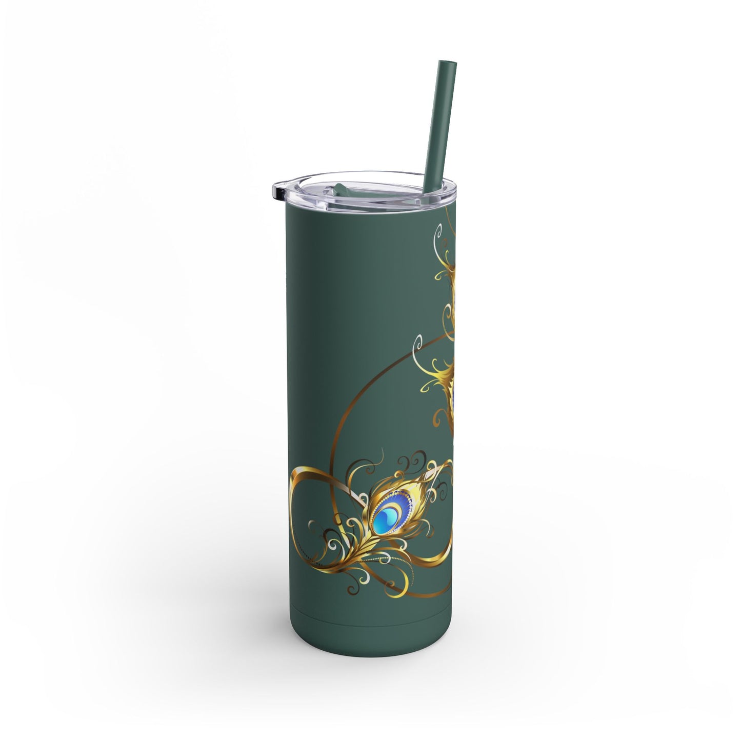 Elegant Peacock Tumbler - 20oz Skinny Travel Cup, Beautiful Drinkware for Gifts, Parties, and Home Decor