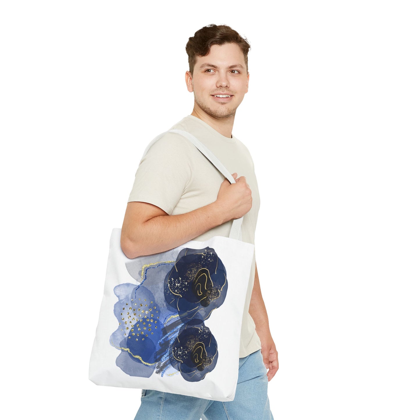 Elegant Floral Tote Bag, AOP Bag, Reusable Grocery Bag, Chic Everyday Tote, Gift for Her, Stylish Beach Bag