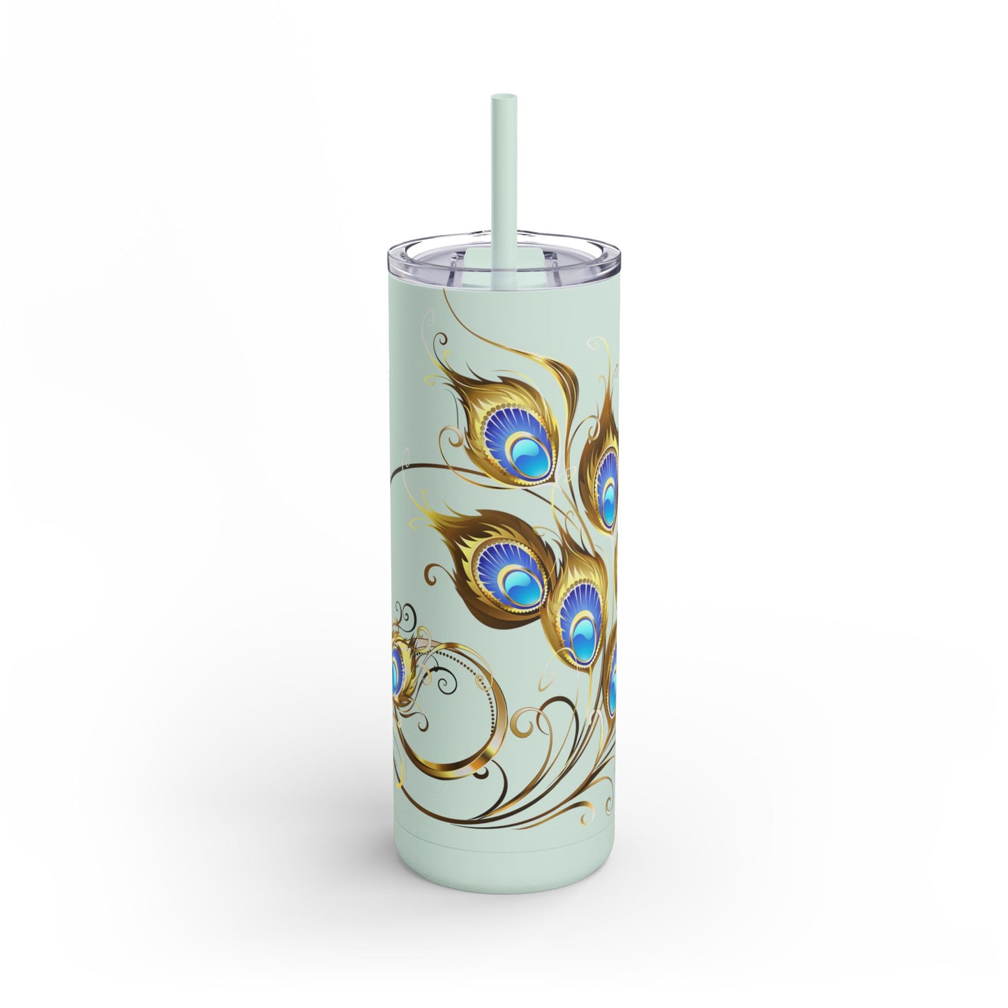 Elegant Peacock Tumbler - 20oz Skinny Travel Cup, Beautiful Drinkware for Gifts, Parties, and Home Decor