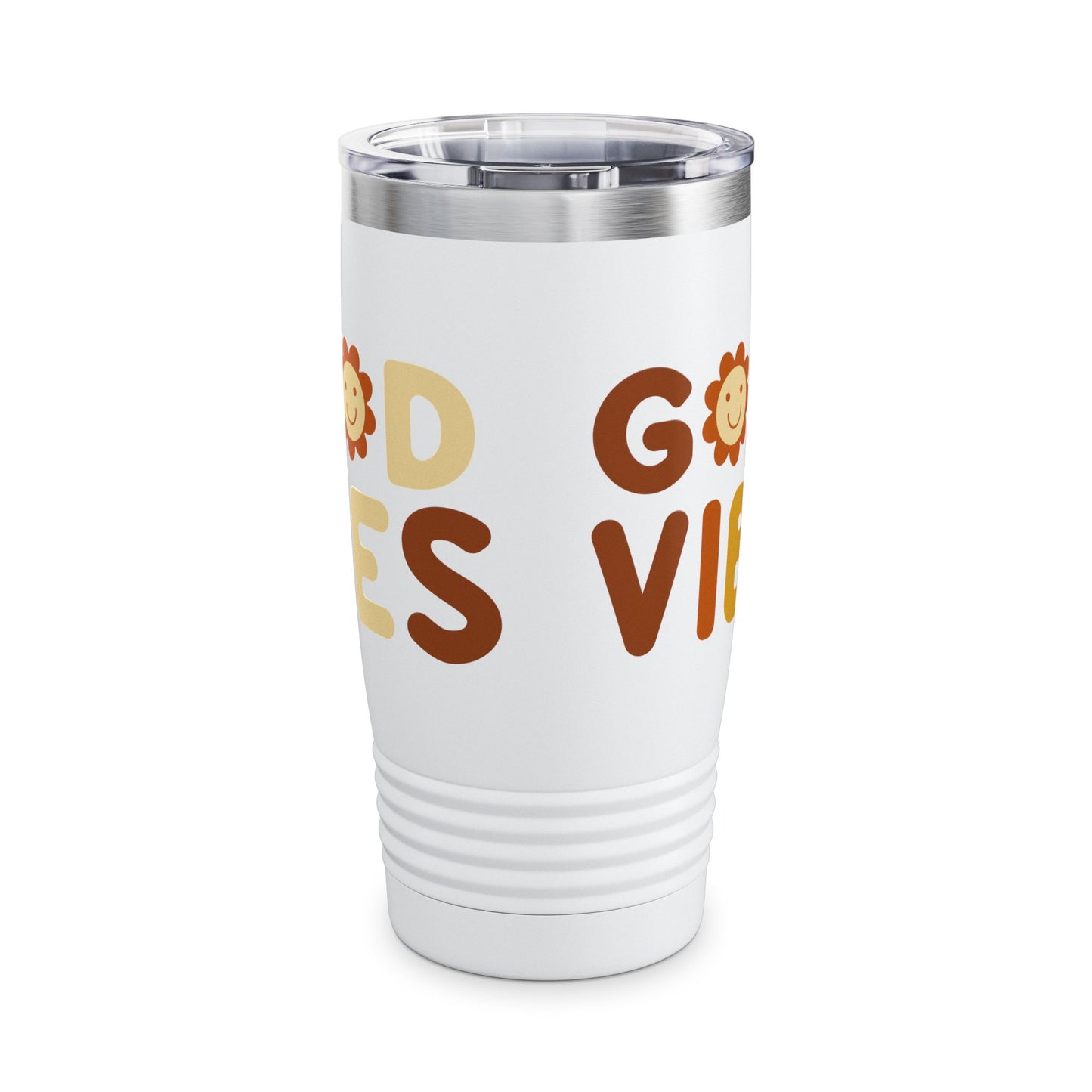 Good Vibes Insulated Tumbler, 20oz | Motivational Travel Mug | Cute Flower Design | Gift for Friends | Summer Drinkware | Eco-Friendly