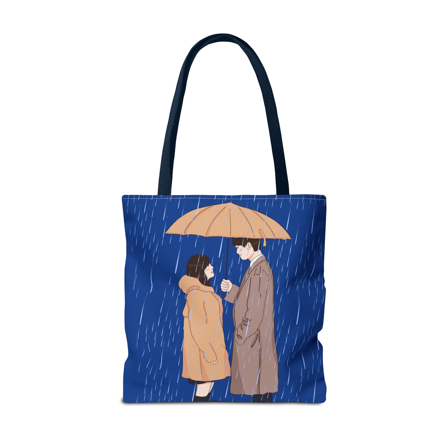 Romantic Umbrella Tote Bag, Cute Couple Tote, Gift for Her, Rainy Day Accessory, Everyday Use Shopping Bag