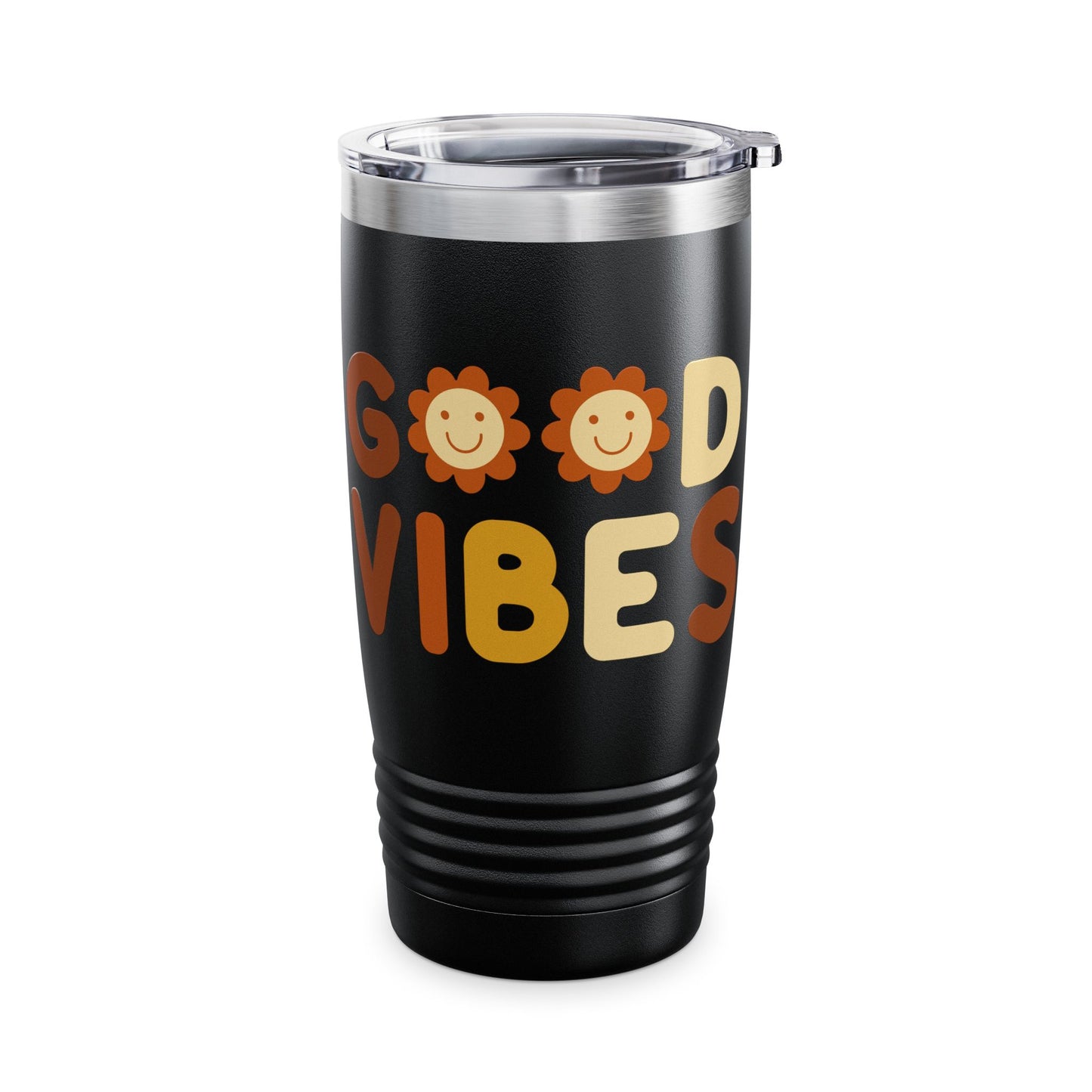 Good Vibes Insulated Tumbler, 20oz | Motivational Travel Mug | Cute Flower Design | Gift for Friends | Summer Drinkware | Eco-Friendly