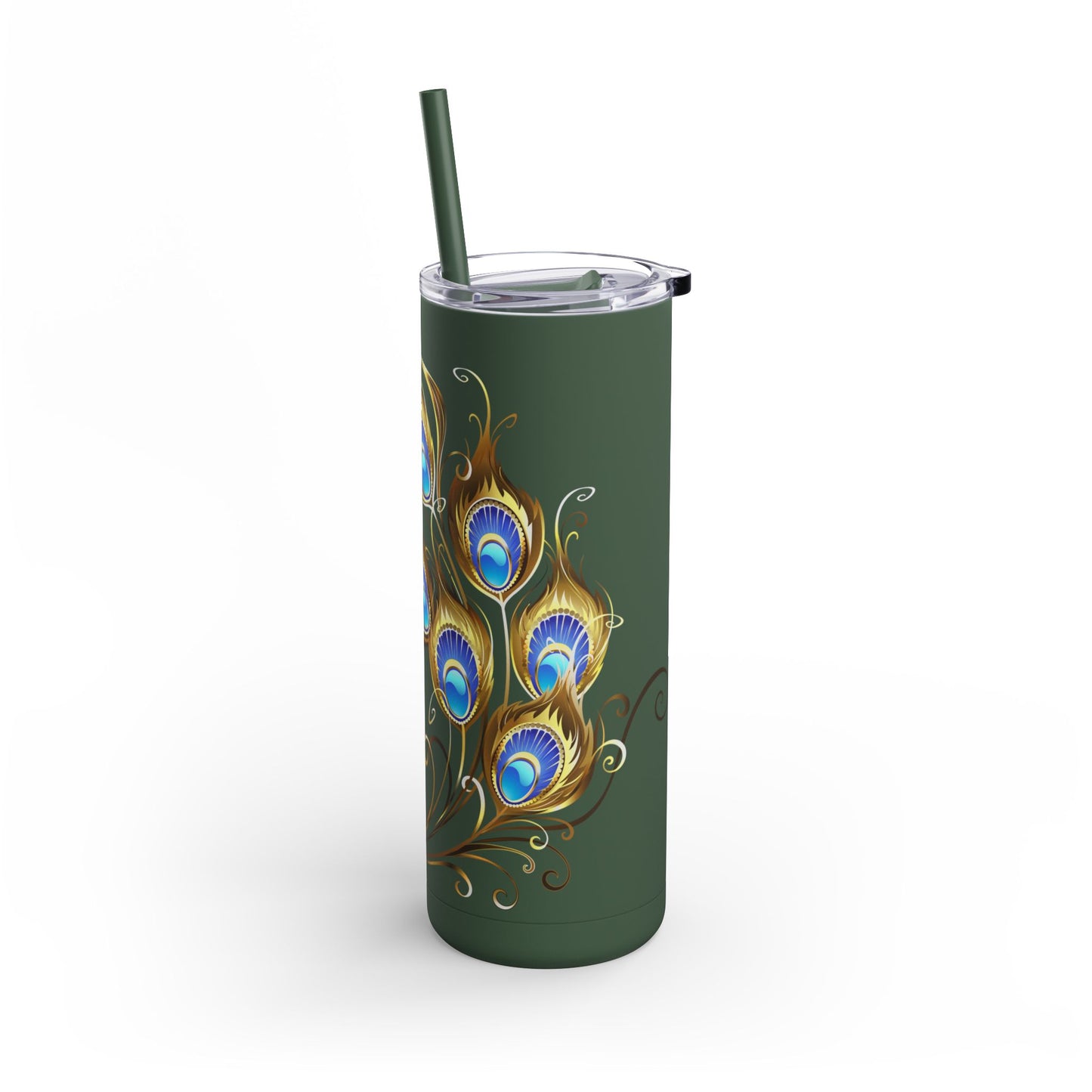 Elegant Peacock Tumbler - 20oz Skinny Travel Cup, Beautiful Drinkware for Gifts, Parties, and Home Decor