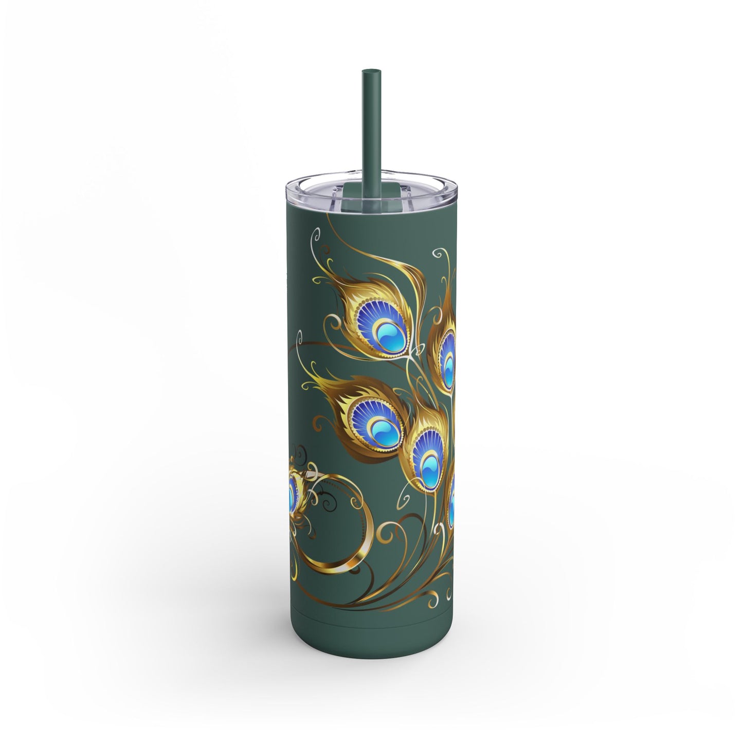 Elegant Peacock Tumbler - 20oz Skinny Travel Cup, Beautiful Drinkware for Gifts, Parties, and Home Decor