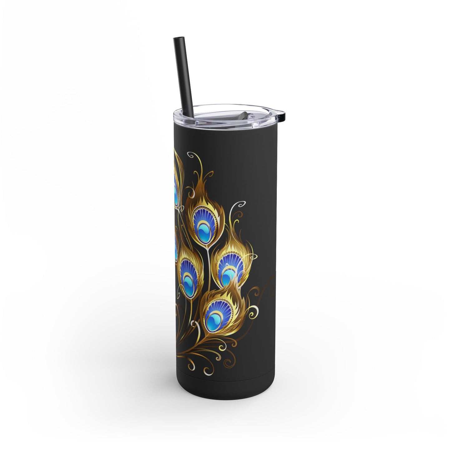 Elegant Peacock Tumbler - 20oz Skinny Travel Cup, Beautiful Drinkware for Gifts, Parties, and Home Decor