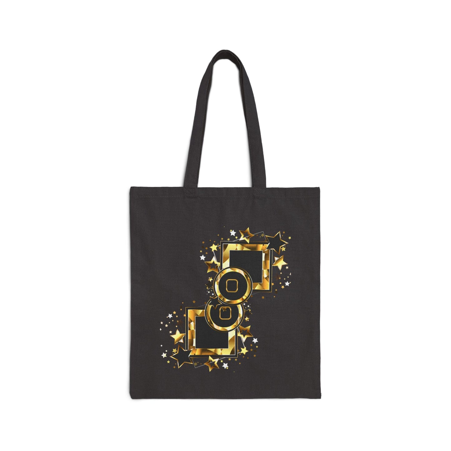 Gold Starry Cotton Canvas Tote Bag, Stylish Shopping Bag, Eco-Friendly Tote, Perfect Gift for Birthdays and Holidays
