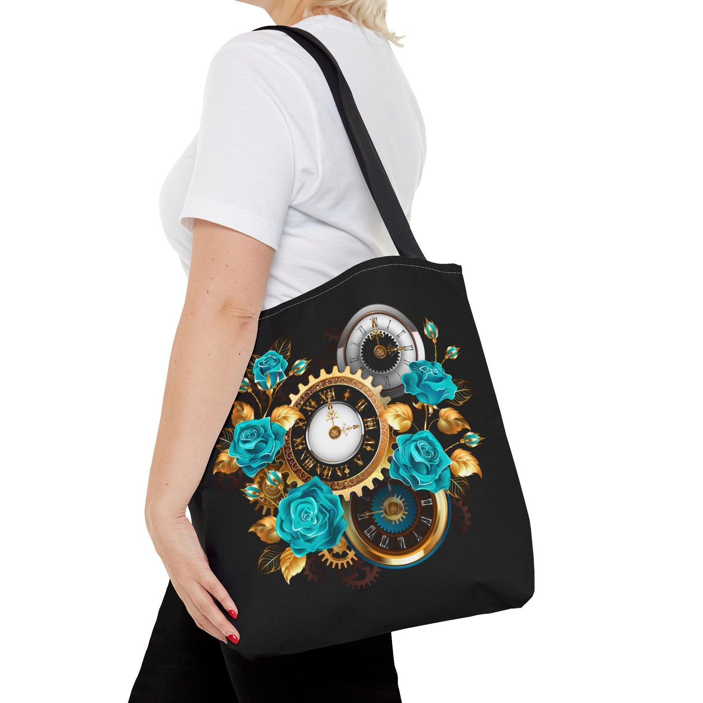 Steampunk Floral Tote Bag, Stylish Everyday Carryall, Gift for Her, Eco-Friendly Reusable Bag, Perfect for Shopping & Travel