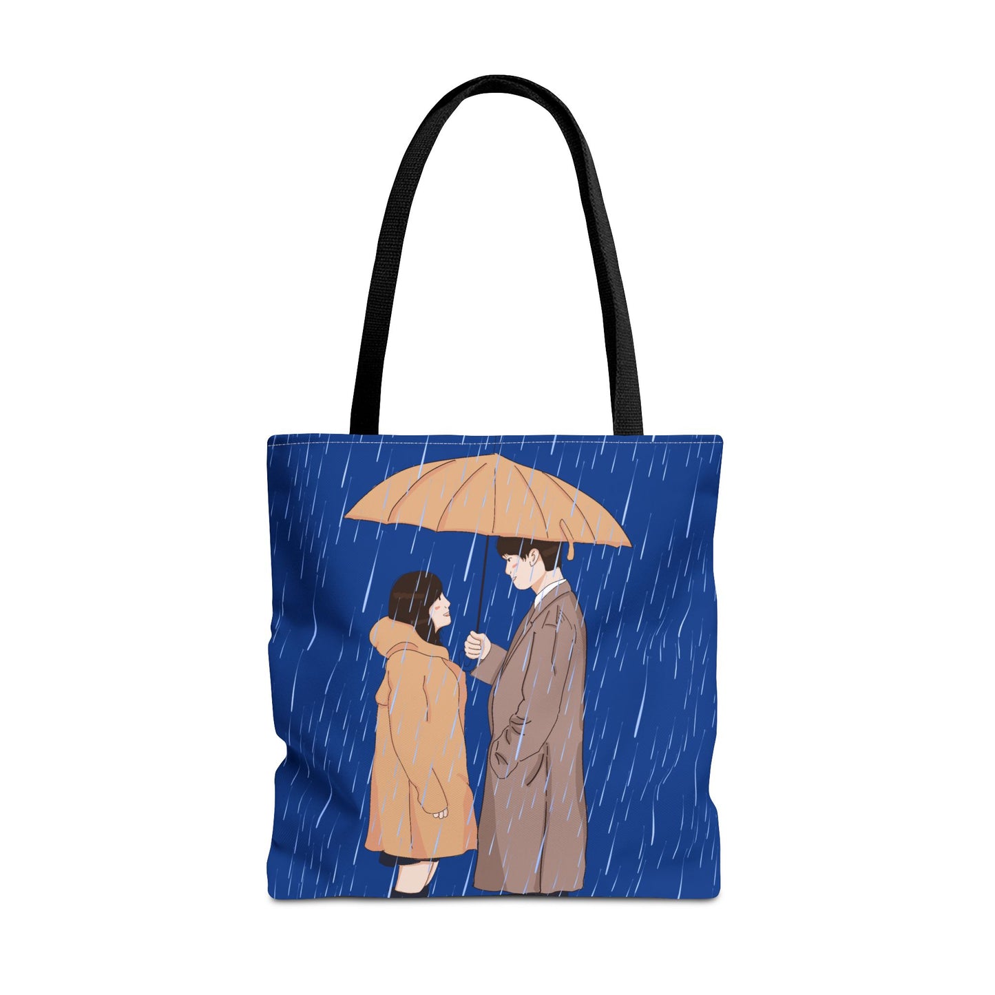Romantic Umbrella Tote Bag, Cute Couple Tote, Gift for Her, Rainy Day Accessory, Everyday Use Shopping Bag