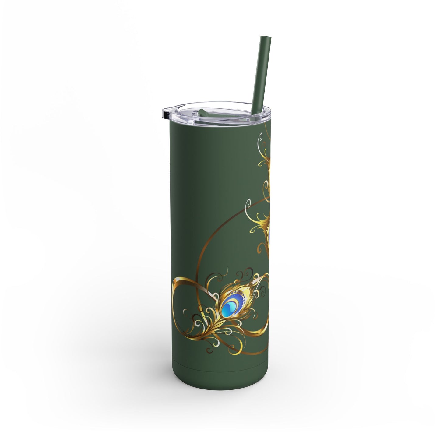 Elegant Peacock Tumbler - 20oz Skinny Travel Cup, Beautiful Drinkware for Gifts, Parties, and Home Decor
