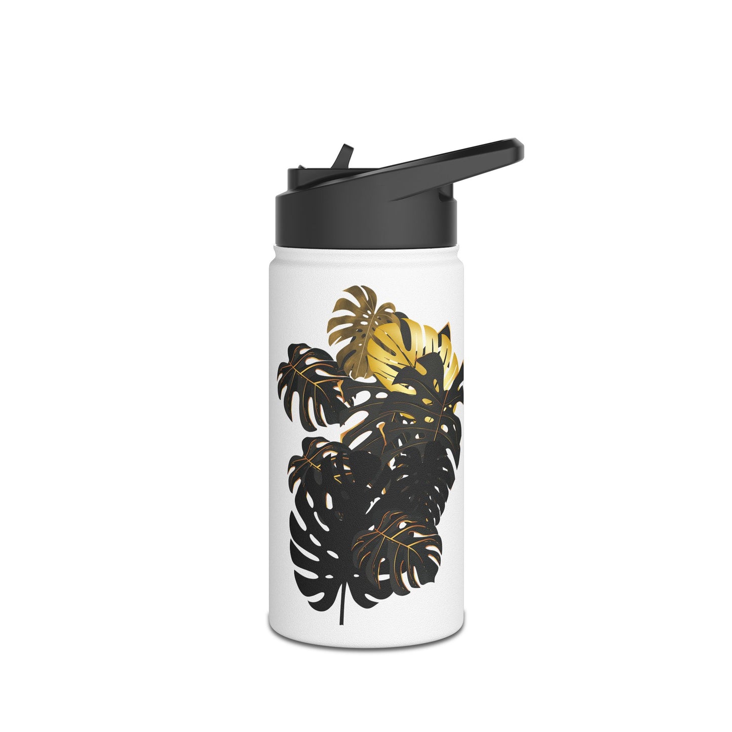 Tropical Monstera Stainless Steel Water Bottle - Eco-Friendly Travel Mug, Tropical Plant Gift, Outdoor Hydration, Summer Accessory