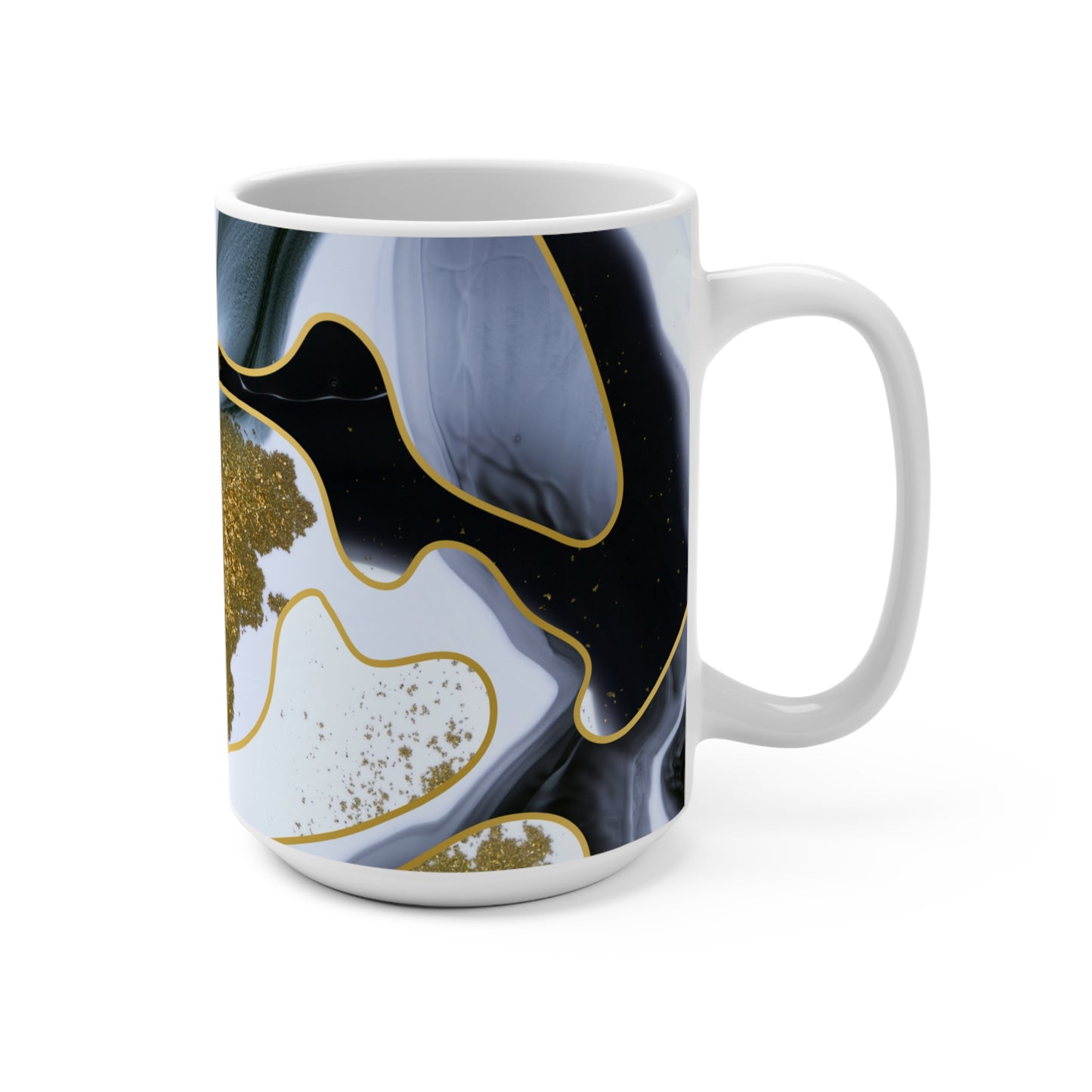 Elegant Gold Marble Mug, 15oz Coffee Cup, Unique Home Decor, Gift for Her, Modern Kitchen Accessory, Birthday Celebrations