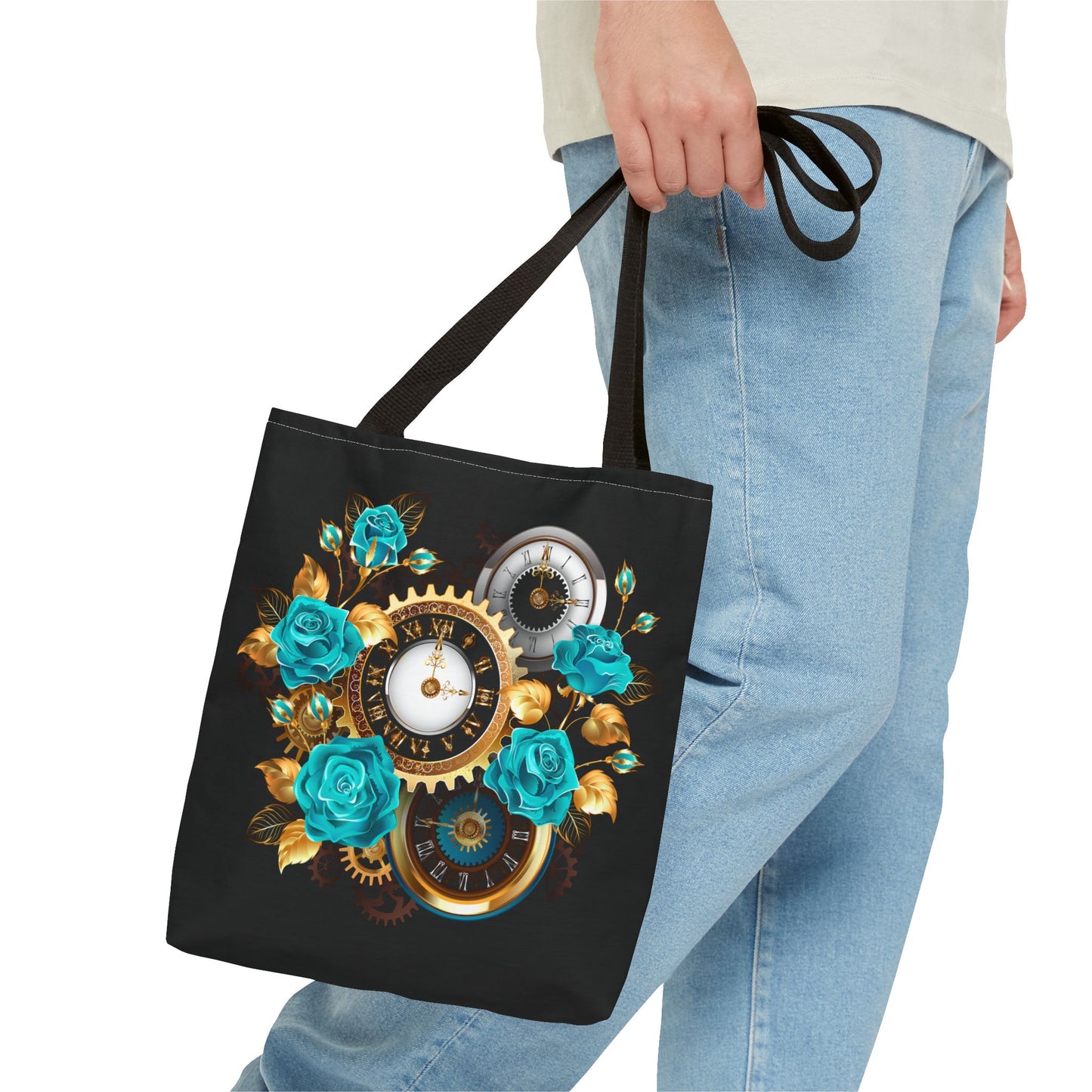 Steampunk Floral Tote Bag, Stylish Everyday Carryall, Gift for Her, Eco-Friendly Reusable Bag, Perfect for Shopping & Travel