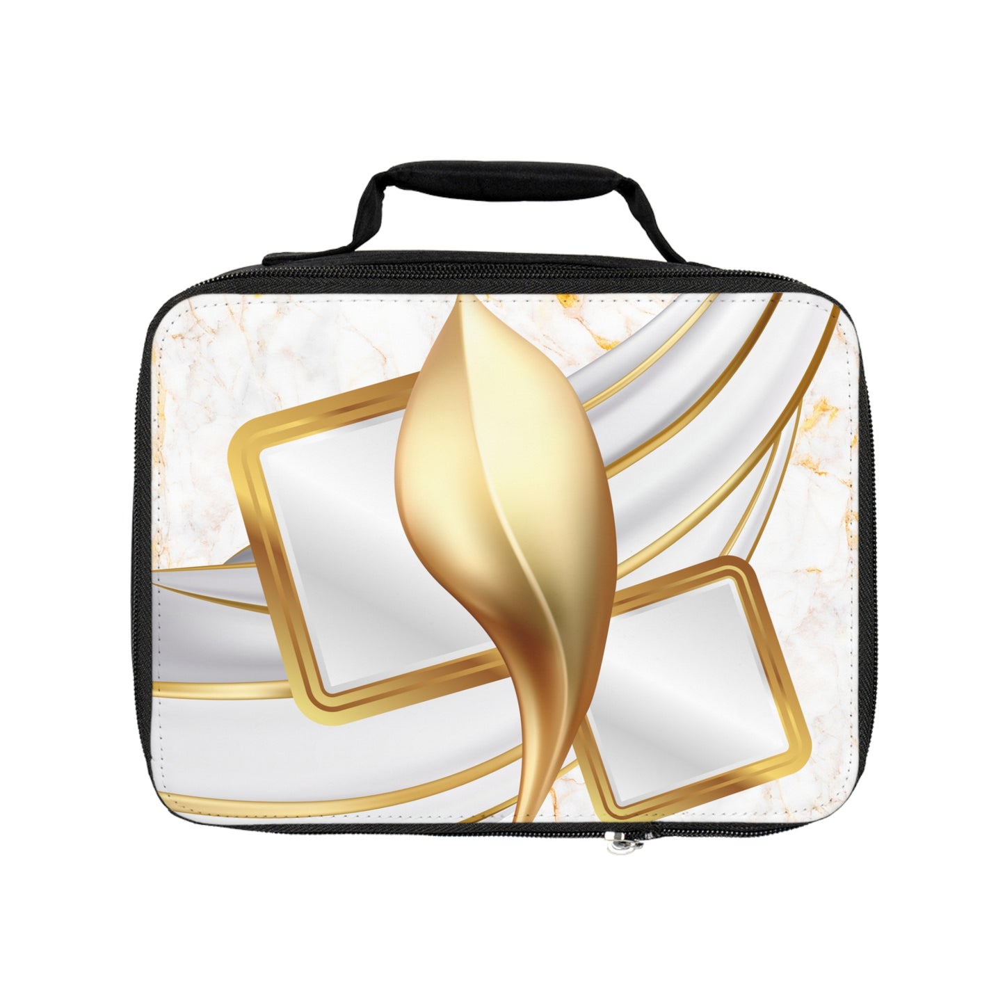 Elegant Marble Lunch Bag with Leaf Design | Stylish Insulated Picnic Tote | Perfect for Work, School, Travel, or Gifts
