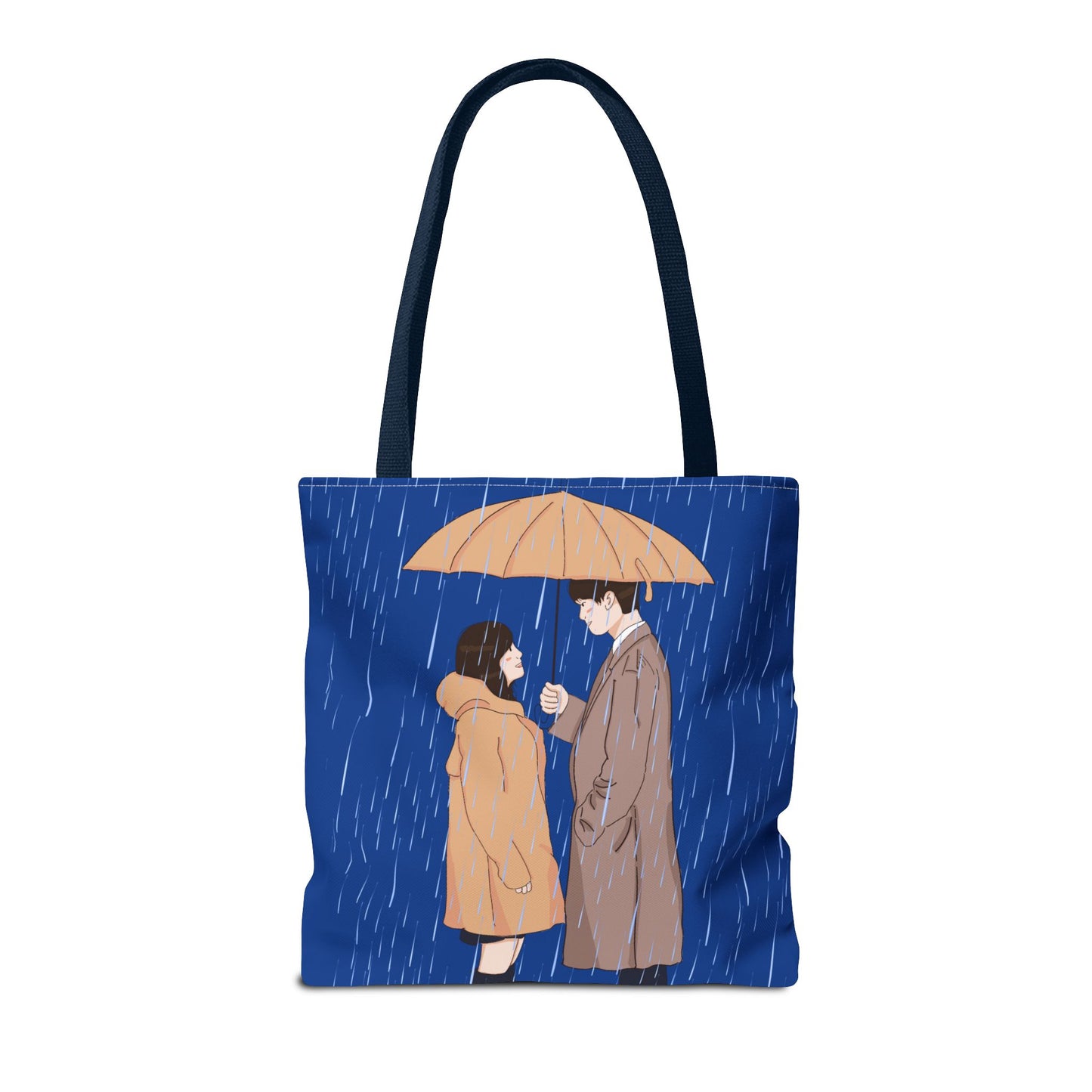 Romantic Umbrella Tote Bag, Cute Couple Tote, Gift for Her, Rainy Day Accessory, Everyday Use Shopping Bag
