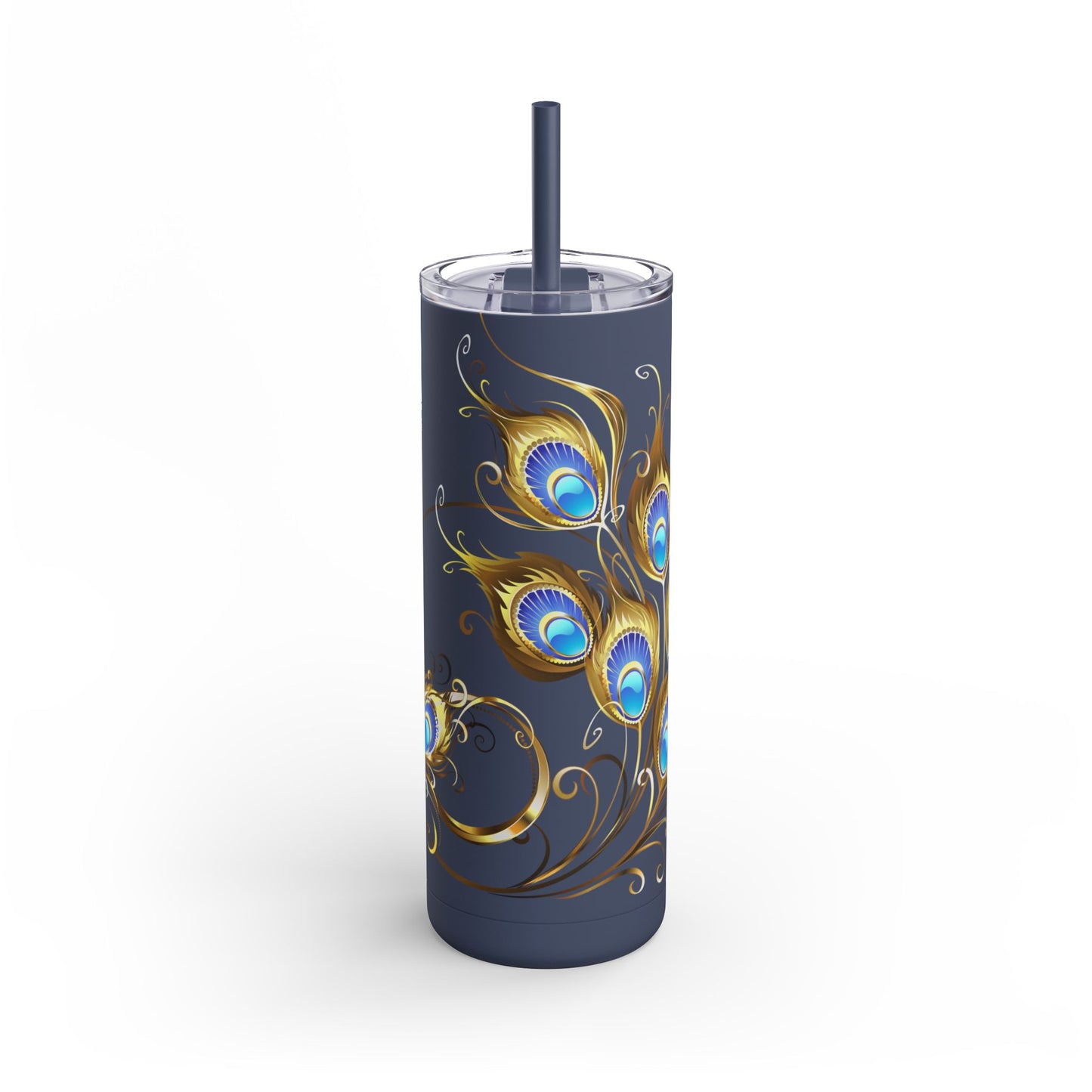 Elegant Peacock Tumbler - 20oz Skinny Travel Cup, Beautiful Drinkware for Gifts, Parties, and Home Decor