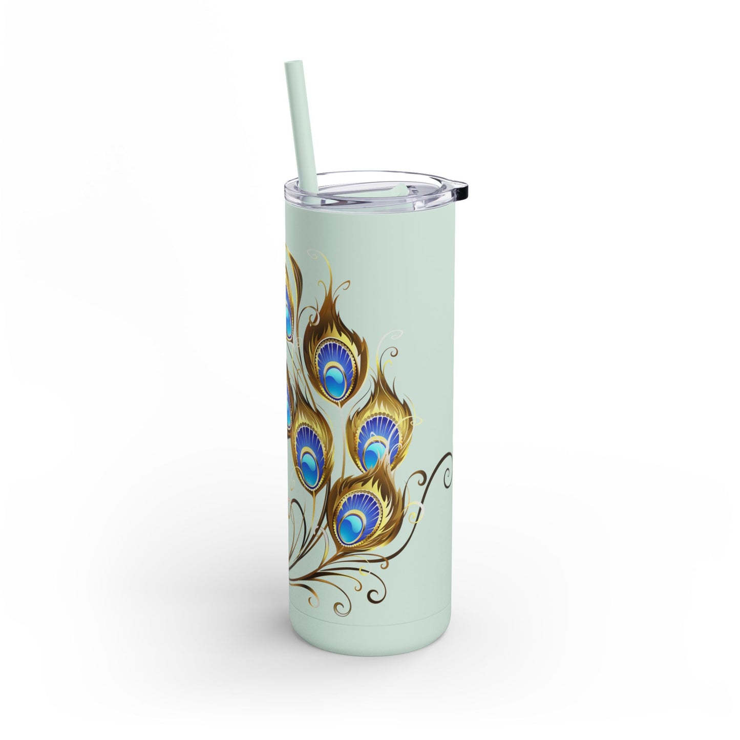 Elegant Peacock Tumbler - 20oz Skinny Travel Cup, Beautiful Drinkware for Gifts, Parties, and Home Decor