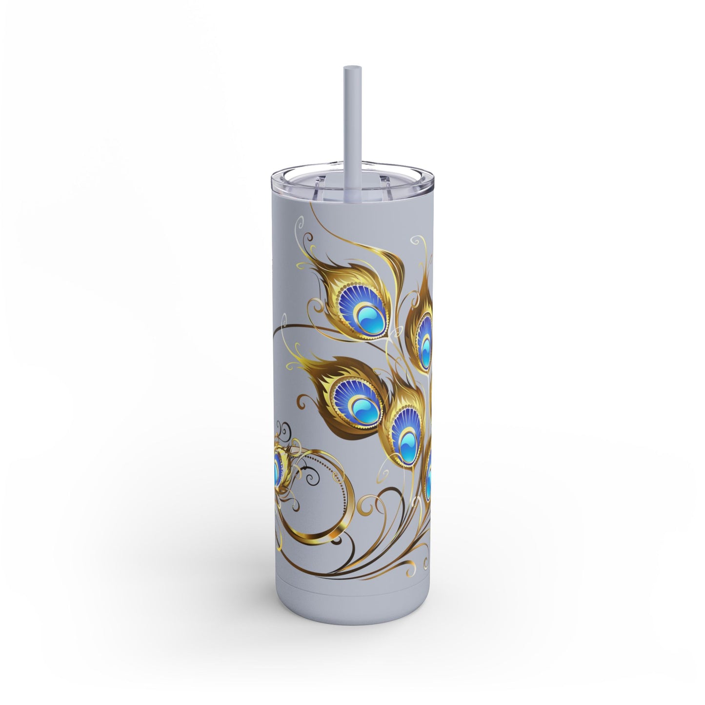Elegant Peacock Tumbler - 20oz Skinny Travel Cup, Beautiful Drinkware for Gifts, Parties, and Home Decor